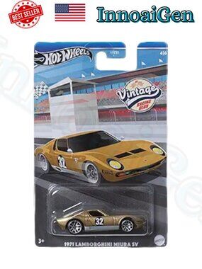 Hot Wheels Vintage Racing Club 1971 Lamborghini Miura SV Gold Diecast Car NWB